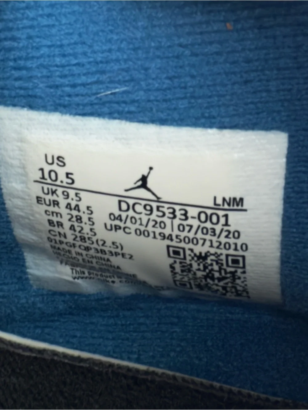 Air Jordan 4 Retro SP × Union LA (2020) minimal wear/replacement box